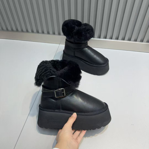 厚底增高雪地靴女加絨加厚2025冬季韓版新款兩穿棉鞋機車款雪地靴