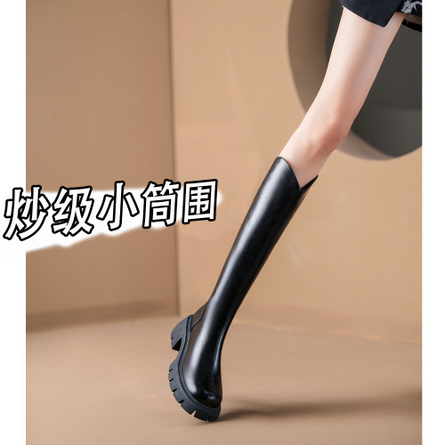 小筒圍長筒靴女厚底小個子2025年新款單靴小鳥腿長靴細腿圍瘦瘦靴