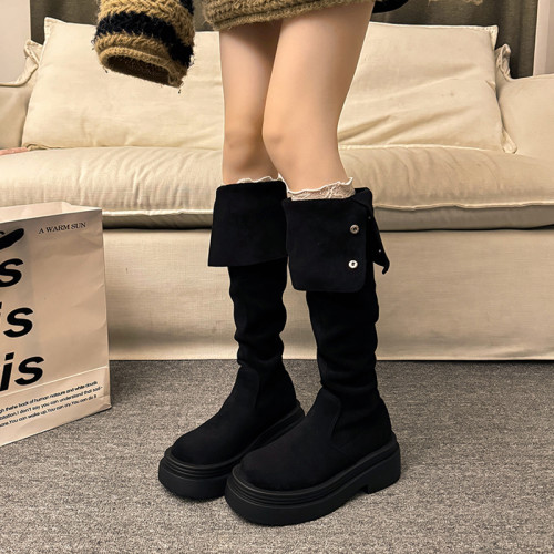 繙折兩穿過膝靴女2026秋冬新款厚底長筒靴女絨面顯瘦高筒騎士靴子 繙折兩穿過膝靴女2026秋冬新款厚底長筒靴女絨面顯瘦高筒騎士靴子