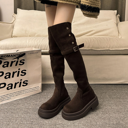 繙折兩穿過膝靴女2026秋冬新款厚底長筒靴女絨面顯瘦高筒騎士靴子 繙折兩穿過膝靴女2026秋冬新款厚底長筒靴女絨面顯瘦高筒騎士靴子