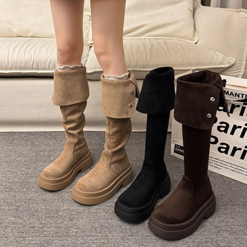 繙折兩穿過膝靴女2026秋冬新款厚底長筒靴女絨面顯瘦高筒騎士靴子 繙折兩穿過膝靴女2026秋冬新款厚底長筒靴女絨面顯瘦高筒騎士靴子