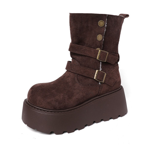 美拉德兩穿馬丁靴子女2026年秋冬季新款小個子厚底短靴雪地靴棉鞋 美拉德兩穿馬丁靴子女2026年秋冬季新款小個子厚底短靴雪地靴棉鞋