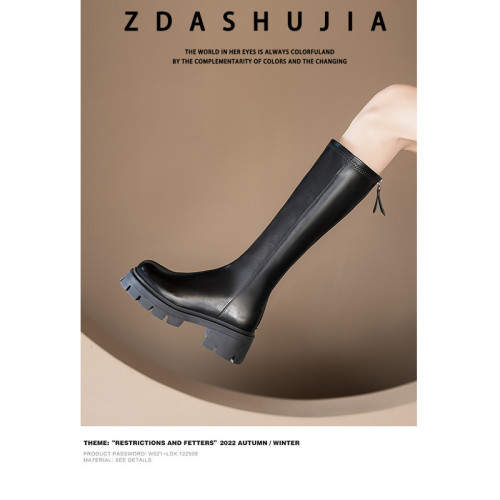 2025新款真皮厚底內增高長靴女小個子不過膝騎士靴彈力瘦瘦長筒靴 2025新款真皮厚底內增高長靴女小個子不過膝騎士靴彈力瘦瘦長筒靴