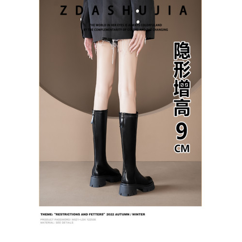 2025新款真皮厚底內增高長靴女小個子不過膝騎士靴彈力瘦瘦長筒靴 2025新款真皮厚底內增高長靴女小個子不過膝騎士靴彈力瘦瘦長筒靴