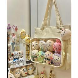 大食量痛包日常通勤百搭透明娃包單肩斜背帆布包校園學生手提包女