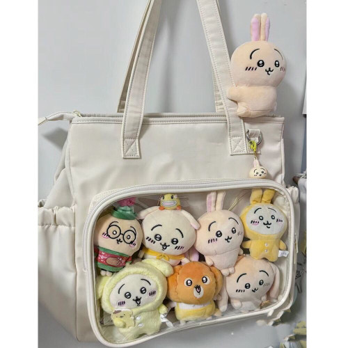 大食量痛包日常通勤百搭透明娃包單肩斜背帆布包校園學生手提包女