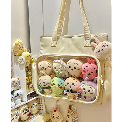 大食量痛包日常通勤百搭透明娃包單肩斜背帆布包校園學生手提包女