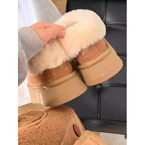 雪地靴女2025冬季新款羊皮毛一體桑坡塔茨特厚底一腳蹬保暖懶人鞋