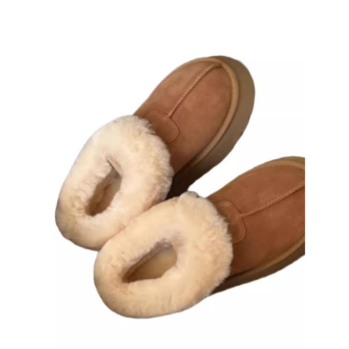 雪地靴女2025冬季新款羊皮毛一體桑坡塔茨特厚底一腳蹬保暖懶人鞋