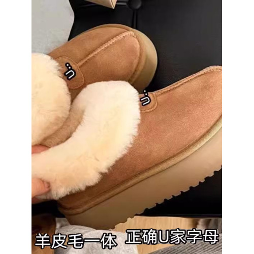 雪地靴女2025冬季新款羊皮毛一體桑坡塔茨特厚底一腳蹬保暖懶人鞋
