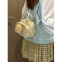 錢一波痛包｜奶黃拼淺藍雲朵雙肩後後背包斜背單肩小食量10cm娃包可愛