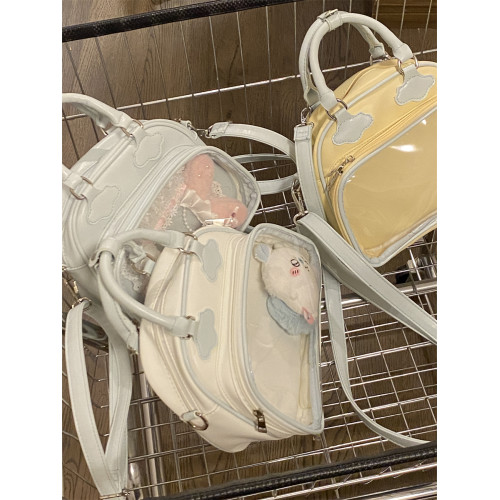 錢一波痛包|奶黃拼淺藍雲朵雙肩後後背包斜背單肩小食量10cm娃包可愛 錢一波痛包|奶黃拼淺藍雲朵雙肩後後背包斜背單肩小食量10cm娃包可愛