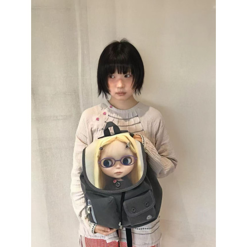 韓國新款coyseio聯名blythe雙肩包可愛卡通娃娃大容量繙蓋釦書包 韓國新款coyseio聯名blythe雙肩包可愛卡通娃娃大容量繙蓋釦書包