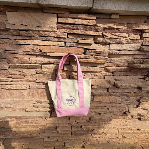 Trader joe's包缺德舅拼色刺綉大容量購物袋帆布袋休閒手提單肩包