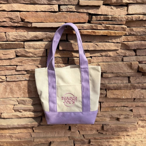 Trader joe's包缺德舅拼色刺綉大容量購物袋帆布袋休閒手提單肩包