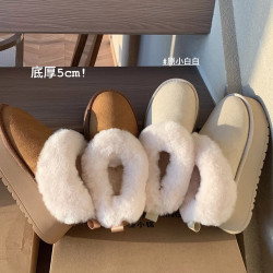 原小白白行走暖包增高厚底加絨厚底毛毛短靴女保暖雪地靴冬季