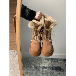 加絨加厚雪地靴女款2026新款冬季皮毛一體厚底復古東北保暖大棉鞋