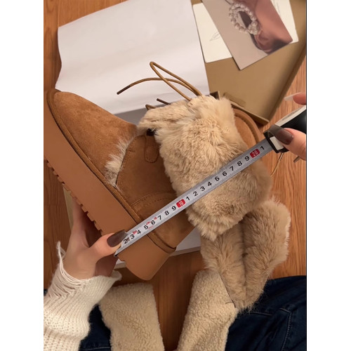 加絨加厚雪地靴女款2026新款冬季皮毛一體厚底復古東北保暖大棉鞋