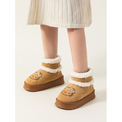 hellokitty聯名雪地靴女2024冬季新款外穿厚底增高家居保暖棉鞋潮