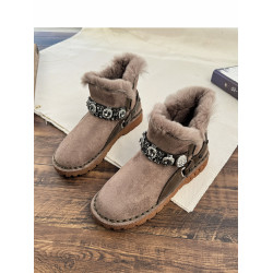 短靴女棉鞋冬季絨面兔毛加厚雪地靴2025新馬丁靴子女軟底女短筒靴