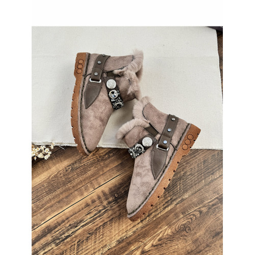 短靴女棉鞋冬季絨面兔毛加厚雪地靴2025新馬丁靴子女軟底女短筒靴