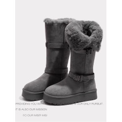 高筒灰色雪地靴女2025冬季新款厚底加絨加厚中長筒雪地棉靴子棉鞋