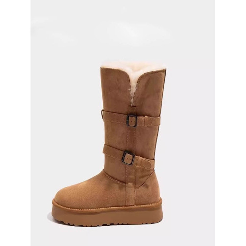 高筒灰色雪地靴女2025冬季新款厚底加絨加厚中長筒雪地棉靴子棉鞋