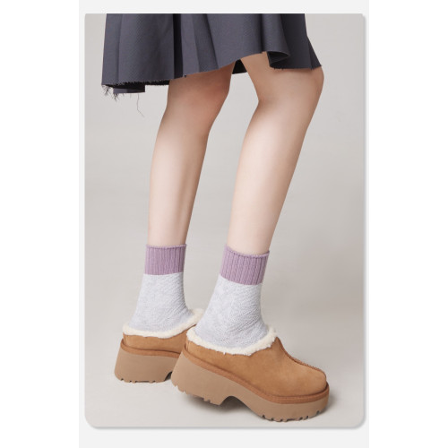 趙露思同款雪地靴人魚拖厚底包頭半拖增高棉鞋外穿棉拖保暖加厚女