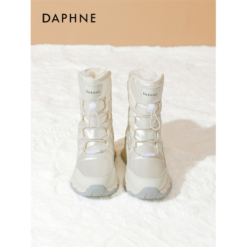 達芙妮冬季加絨雪地靴女款2025新款東北大棉靴保暖白色戶外登山靴