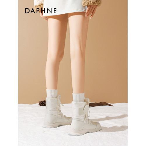 達芙妮冬季加絨雪地靴女款2025新款東北大棉靴保暖白色戶外登山靴