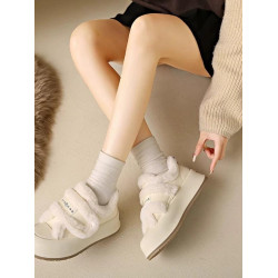 品牌真皮麵包鞋厚底雪地靴女2025年冬季新款加絨棉鞋魔術貼毛毛鞋