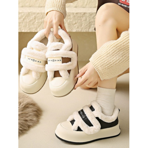 品牌真皮麵包鞋厚底雪地靴女2025年冬季新款加絨棉鞋魔術貼毛毛鞋