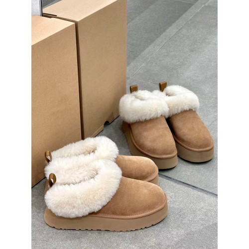 防水塔茨勒2026冬舒適休閒厚底一腳蹬雪地靴真皮保暖增高毛毛拖鞋