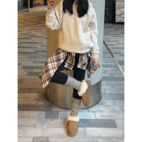 防水塔茨勒2026冬舒適休閒厚底一腳蹬雪地靴真皮保暖增高毛毛拖鞋