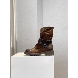 慵懶風軟皮西部牛仔復古英倫風真皮機車靴平底馬丁靴女顯瘦短靴