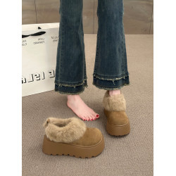 小個子增高厚底雪地靴女2026冬季新款毛絨保暖短靴加厚毛毛麵包鞋