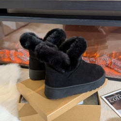 女鞋2025新款冬季時尚百搭棉鞋保暖防滑加絨短靴厚底增高雪地靴潮