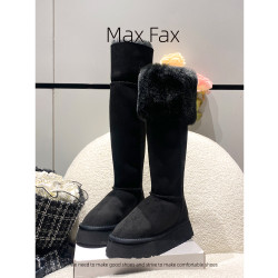 黑色厚底兩穿保暖雪地靴女2025新款冬季加絨加厚東北大棉鞋長筒靴