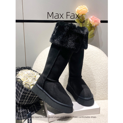 黑色厚底兩穿保暖雪地靴女2025新款冬季加絨加厚東北大棉鞋長筒靴