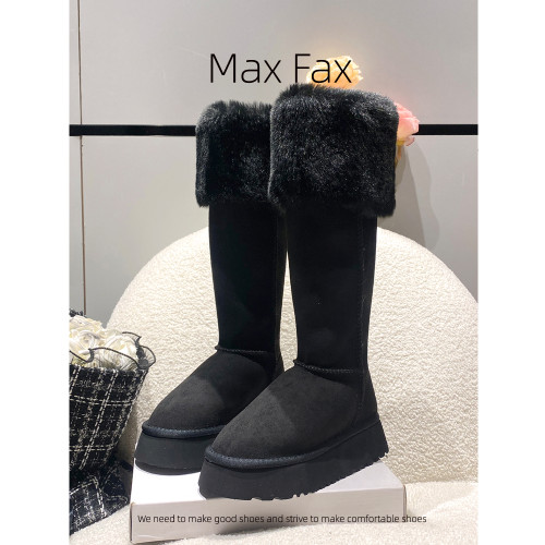 黑色厚底兩穿保暖雪地靴女2025新款冬季加絨加厚東北大棉鞋長筒靴