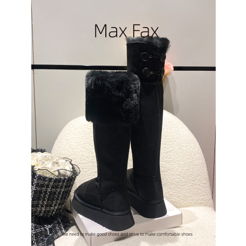 黑色厚底兩穿保暖雪地靴女2025新款冬季加絨加厚東北大棉鞋長筒靴