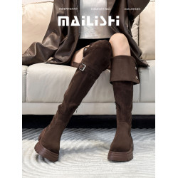 【粉絲搶購價】過膝厚底兩穿繙折騎士靴胖mm粗腿顯瘦高筒長靴女冬