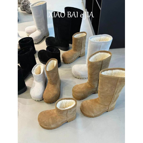 冬季新款醜萌大頭加絨加厚棉靴女時尚厚底外穿寬筒顯瘦保暖雪地靴