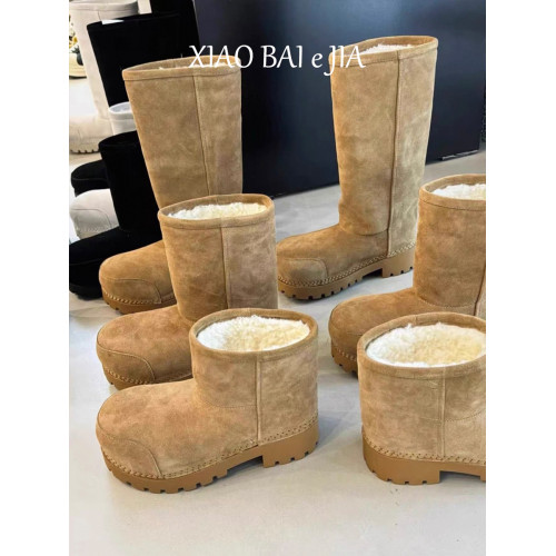 冬季新款醜萌大頭加絨加厚棉靴女時尚厚底外穿寬筒顯瘦保暖雪地靴