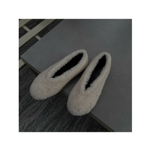 羊皮版~圓頭法式一腳蹬毛毛鞋外穿豆豆鞋加絨保暖棉鞋內增高單鞋