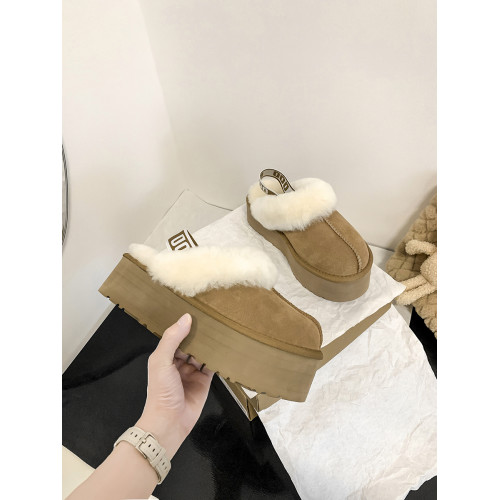 毛毛拖鞋女外穿新款皮毛一體厚底真皮雪地靴包頭防滑平底半拖棉鞋 毛毛拖鞋女外穿新款皮毛一體厚底真皮雪地靴包頭防滑平底半拖棉鞋