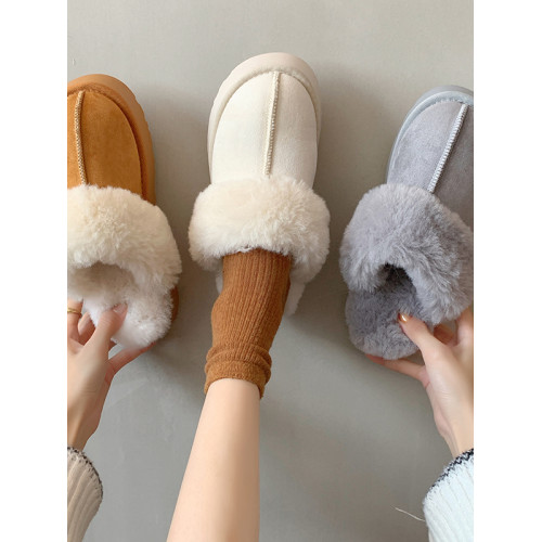 雪地靴半拖2025秋季新款厚底防滑毛毛鞋女外穿加絨加厚保暖棉鞋女