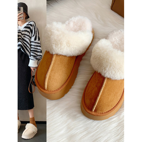 雪地靴半拖2025秋季新款厚底防滑毛毛鞋女外穿加絨加厚保暖棉鞋女