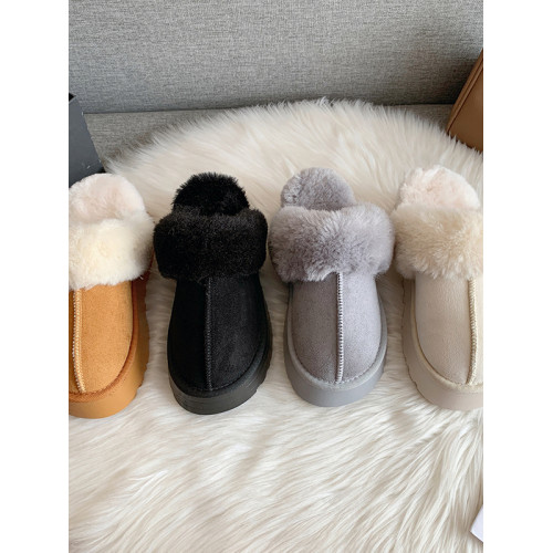 雪地靴半拖2025秋季新款厚底防滑毛毛鞋女外穿加絨加厚保暖棉鞋女