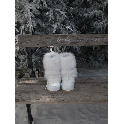 暮四 秋冬白色厚底雪地靴長毛加絨保暖防水東北小衆毛毛棉鞋短靴